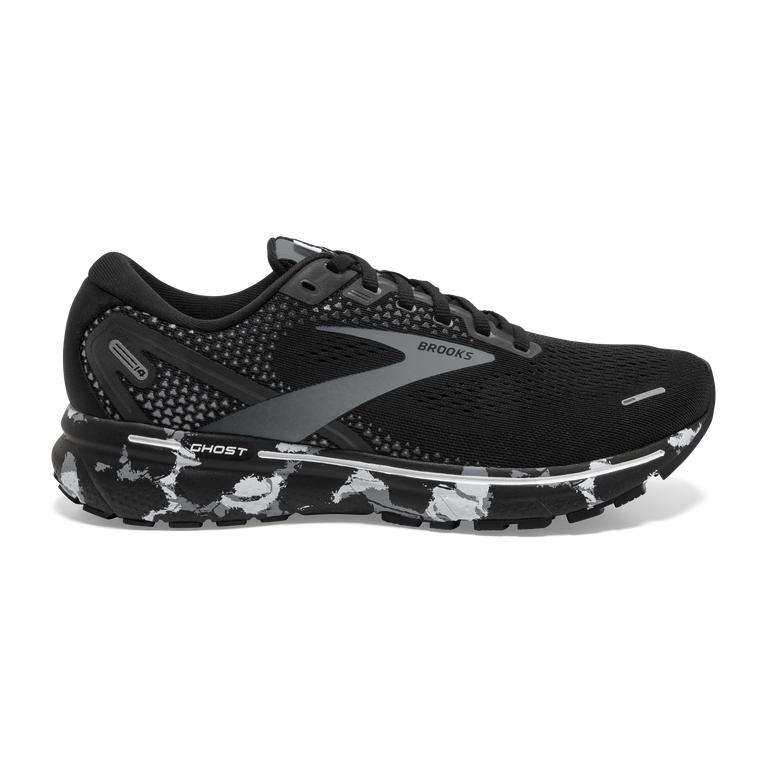 Brooks GHOST 14 Cushioned Road Running Shoes Mens Sale - Black/Grey/White (HDT916743)